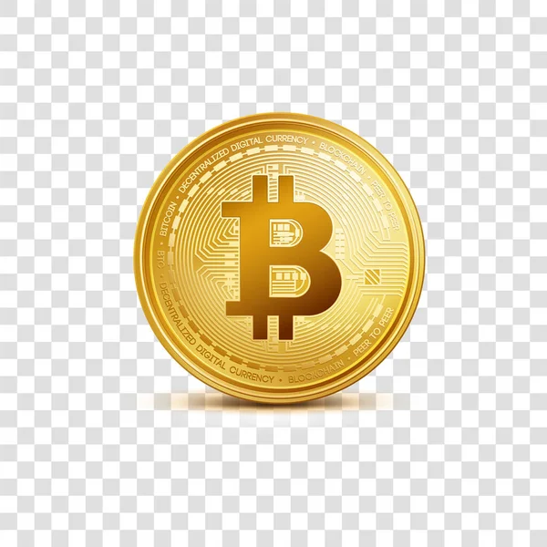 Moneda Bitcoin Oro Virtual Realista Moneda Crypto Moneda Oro Bitcoin — Archivo Imágenes Vectoriales