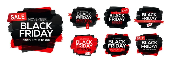 Coleção Borrões Tinta Abstrata Com Inscrição Venda Black Friday Black —  Vetores de Stock