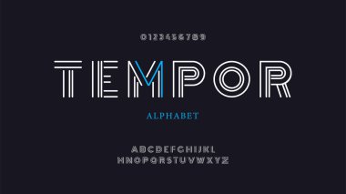 Modern moda alfabe yazı tipleri, soyut büyük harf ve paralel çizgiler tarafından oluşturulan sayılar.