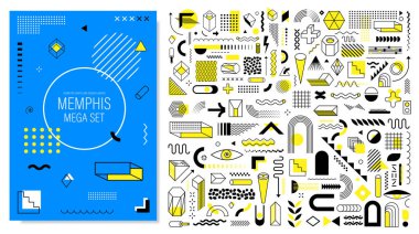Yaratılış reklamları, ticari afişler, reklam panoları, reklam panoları, reklam panoları, satış, poster, broşürler için parlak sarı renkli soyut geometrik şekiller ve tasarım unsurları.