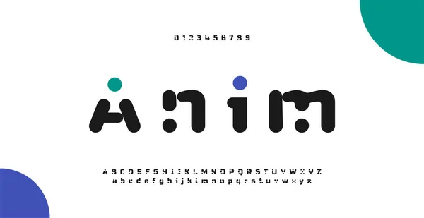 现代最小的抽象字母表字体 带有运动 未来创意标志点 — 图库矢量图片