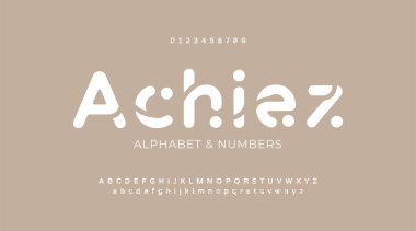 Asgari yaratıcı alfabe yazı tiplerini özetle. Noktalı düz bükülmüş düzenli yazı tipi.