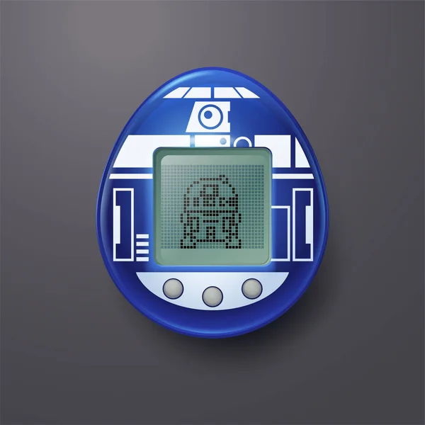 Juguete Retro Tamagotchi Color Azul Con Pixel Animal Lcd Pixelado — Archivo Imágenes Vectoriales