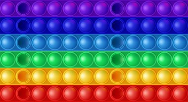 Renkli Silikonlu Poppit oyununun kusursuz dokusu. Moda oyuncağı onu antistrese sokuyor. Vektör illüstrasyonu 