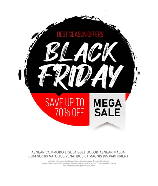 Inscription Black Friday Sur Tache Ronde Abstraite Encre Noire Vendre — Image vectorielle