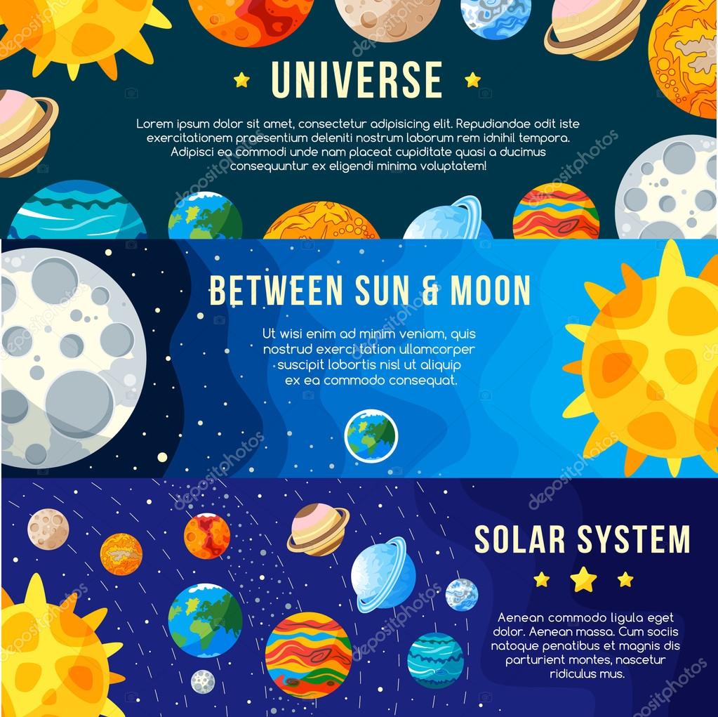 Set of banners concept, Solar system.