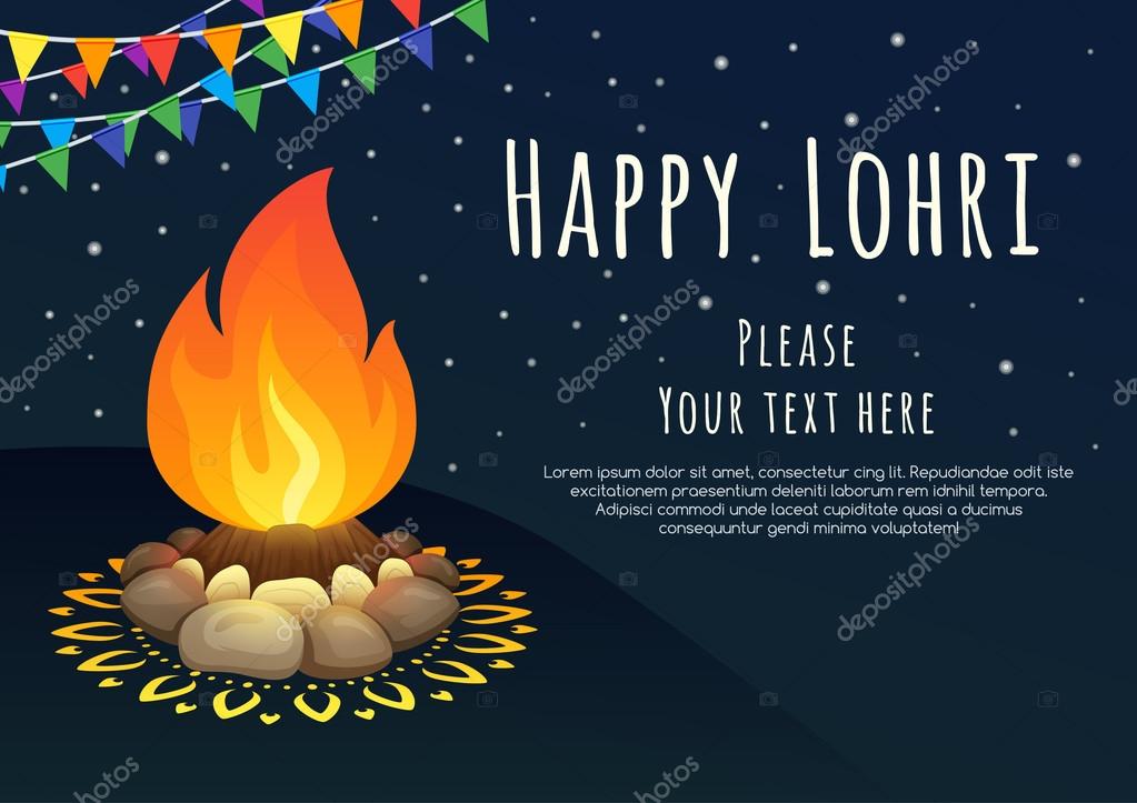 Happy Lohri celebration. Happy Lohri background with bonfire. Creative