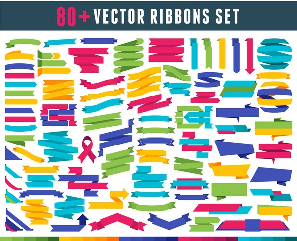 Banners and ribbons vector design collection. Set of banners and ribbons. Vector illustration. Flat design of Web Stickers — Stock Vector