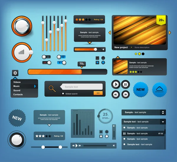 Элементы веб-интерфейса. Для дизайна сайта — стоковый вектор