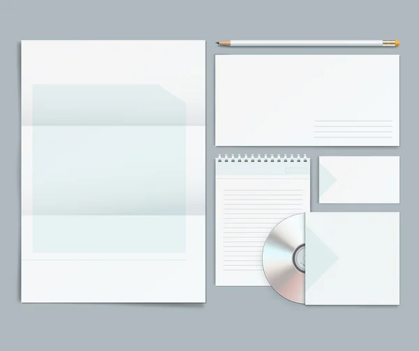 Vector corporate identity templates.  Letterhead, envelope, business card, pencils, Cd. — Διανυσματικό Αρχείο