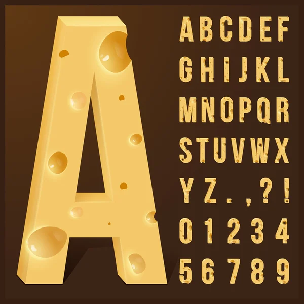 Cheese alphabet set. Vector illustration. — Stock Vector