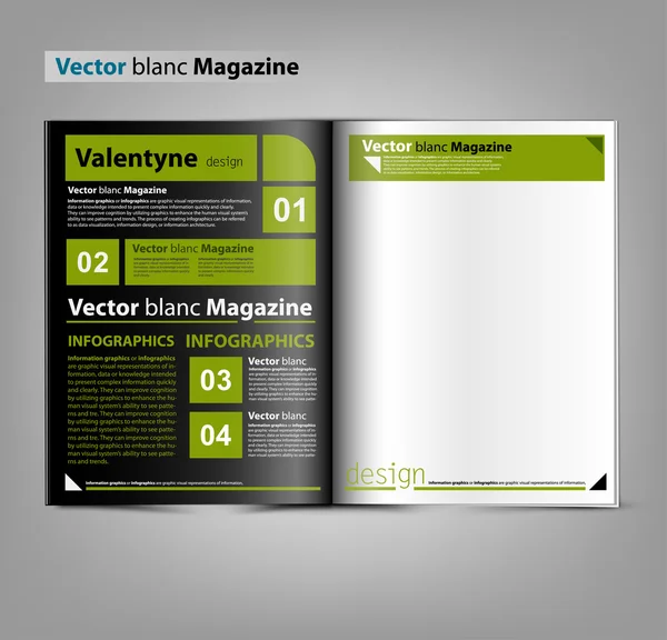 Magazine vectoriel blanc étalé sur fond gris . — Image vectorielle