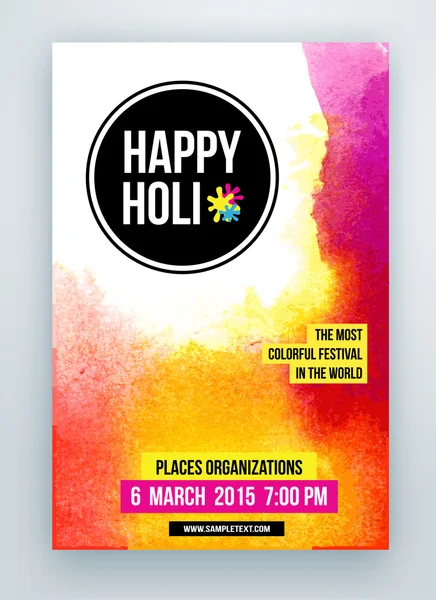 Hermoso festival indio Felices celebraciones Holi. Fondo para pancarta, tarjeta, póster, póster — Vector de stock