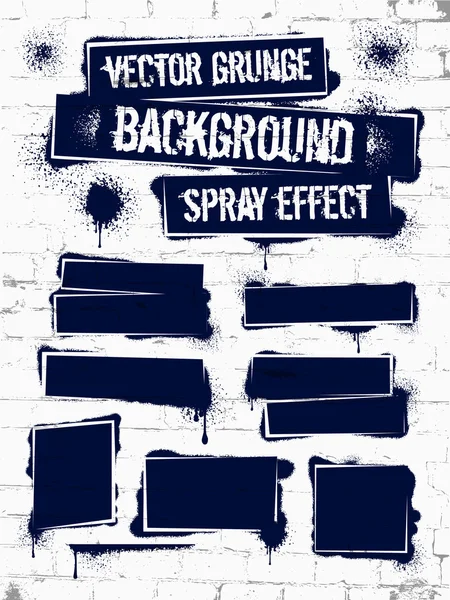 Çeşitli sprey boya tuğla duvar grafiti. Çerçeve ile siyah mürekkep lekesi. Sprey grunge arka plan.