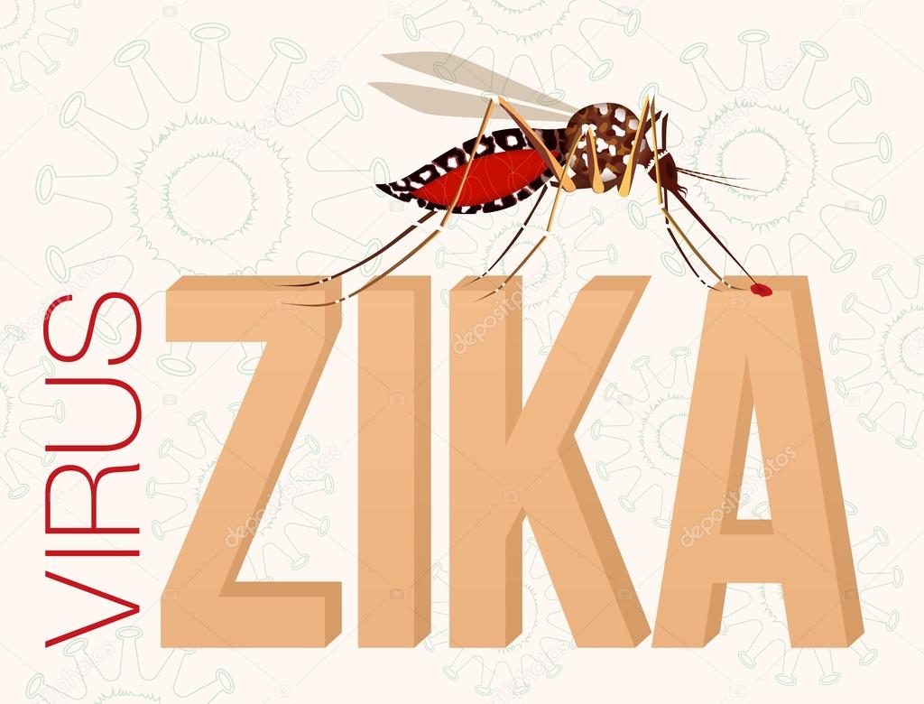 Zika Virus. Mosquito bite. Microcephaly in the infant. Editable Clip Art.