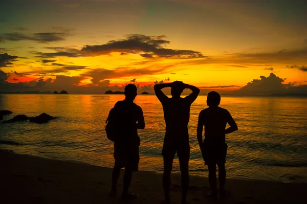 Photographers at sunset — Stock Photo, Image