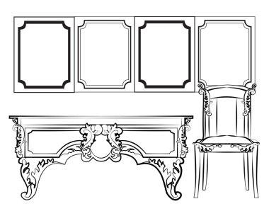 Klasik duvar çerçeveleri ve mobilya