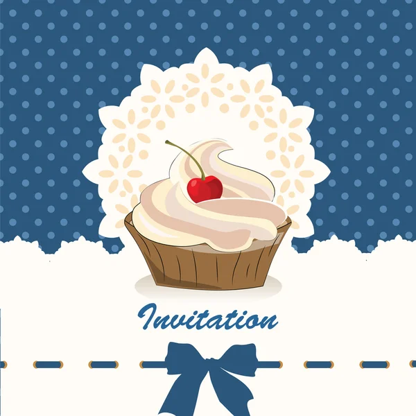 Süße Cupcake Einladung Hintergrund — Stockvektor