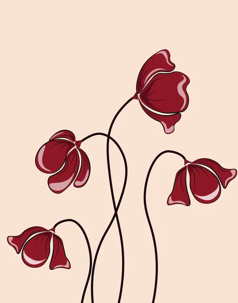 Vallmo blommor bakgrund — Stock vektor