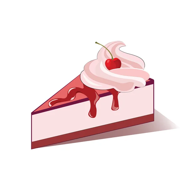 Kuchenscheibe mit Erdbeere — Stockvektor