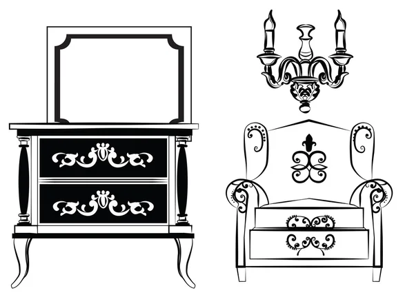 Cadres et meubles muraux classiques — Image vectorielle