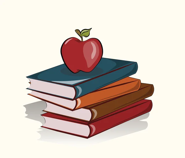Books and apple school — Stock Vector