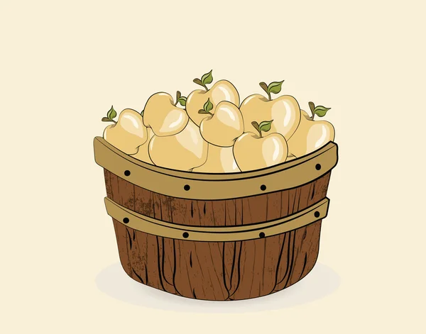 Жовті яблука в кошику — стоковий вектор