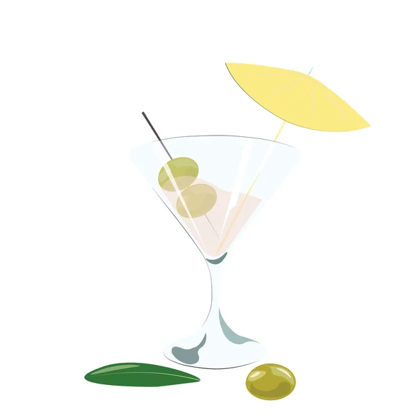 Martini cocktail aux olives — Image vectorielle