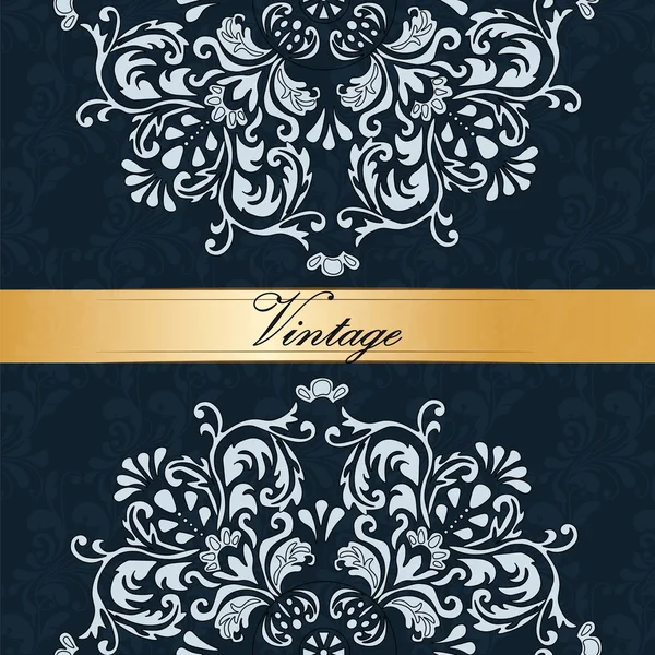 Invitación Vintage con adornos florales — Vector de stock