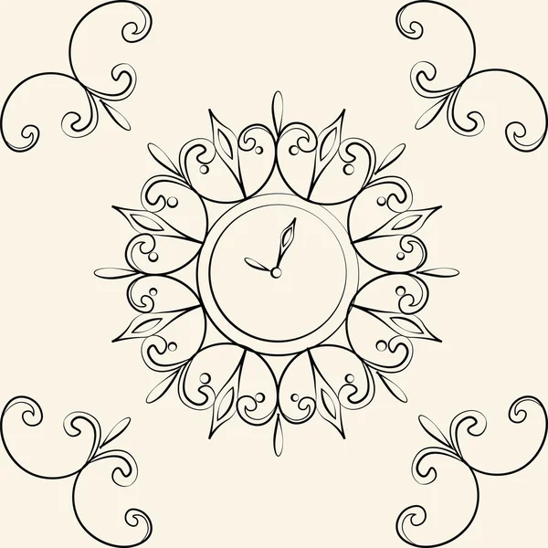 Relógio circular estilo clássico com ornamentos —  Vetores de Stock