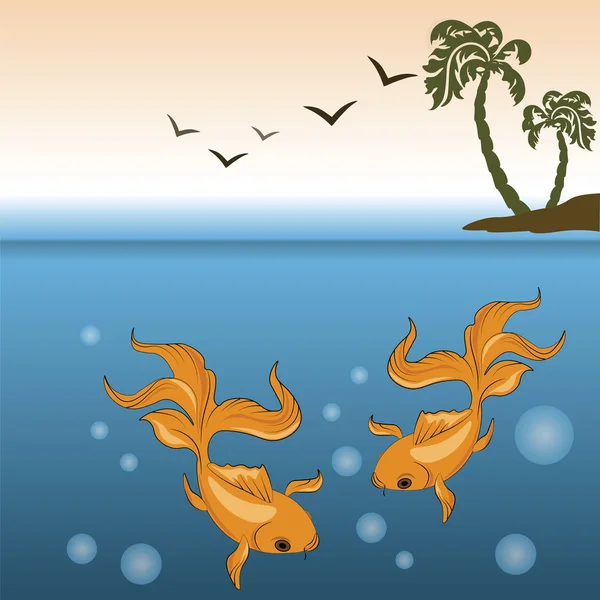 Goldfische unter Wasser — Stockvektor