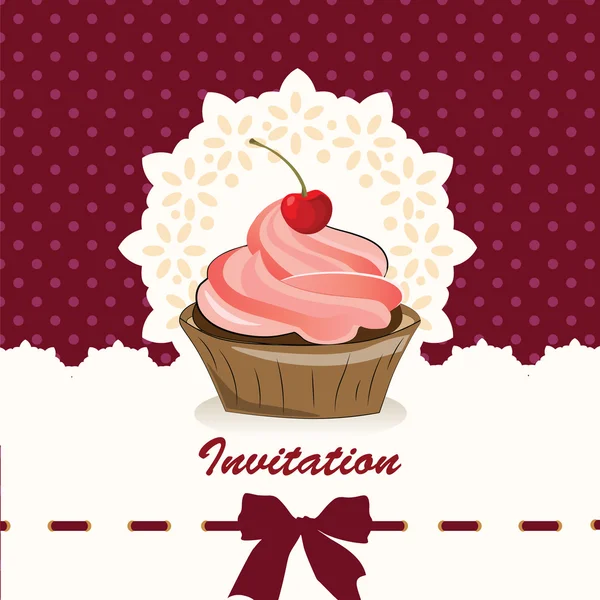 Sweet cupcake invitation background — Stock Vector