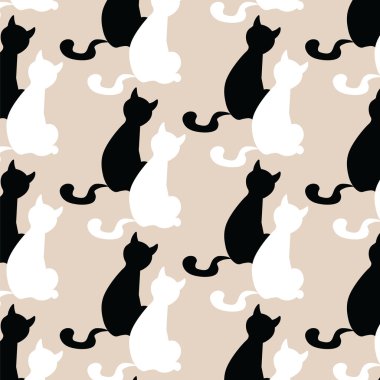 siyah ve beyaz kedi desen