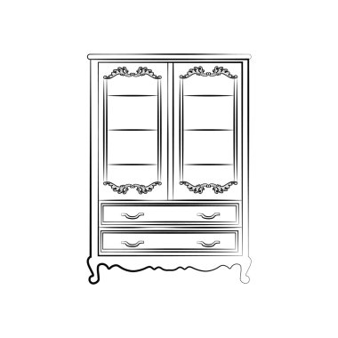 Klasik Kraliyet süslü cam büyük dolap