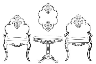 Zarif masa ve sandalyeler mobilya set