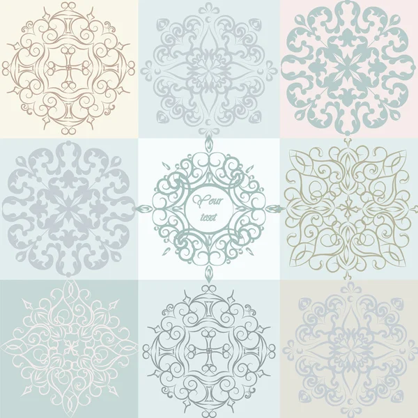 Classic Vintage round Ornaments Pattern set — Stock Vector