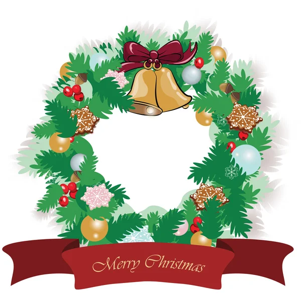 Christmas festive wreath — Stock Vector