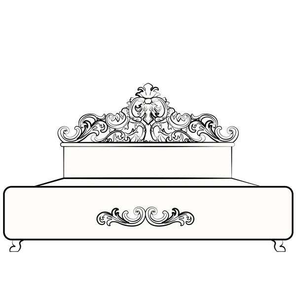 巴洛克式的锦缎装饰物的皇室床 — 图库矢量图片