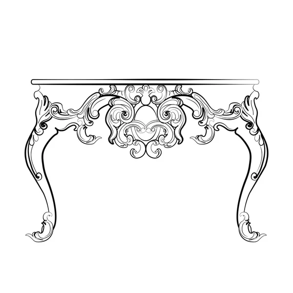 Table baroque royale avec de luxueux ornements damassés — Image vectorielle