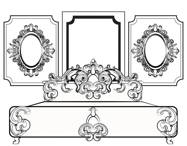 Conjunto real barroco de muebles — Vector de stock