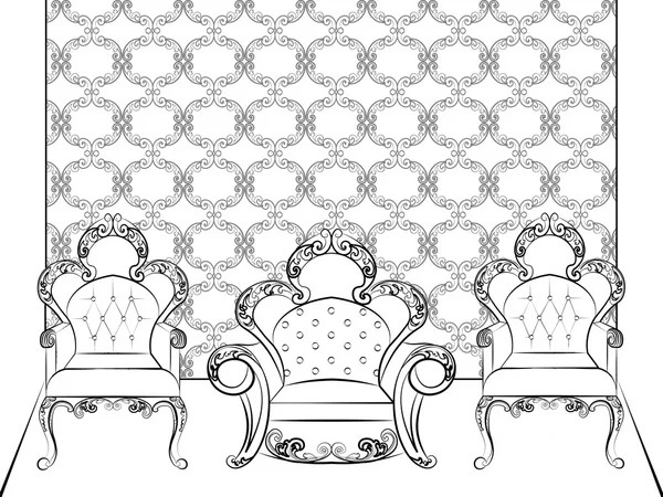 Klasyk królewski meble krzesła zestaw — Wektor stockowy