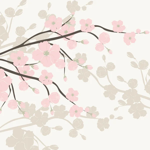 La primavera viene árbol de fondo con flores en flor — Vector de stock