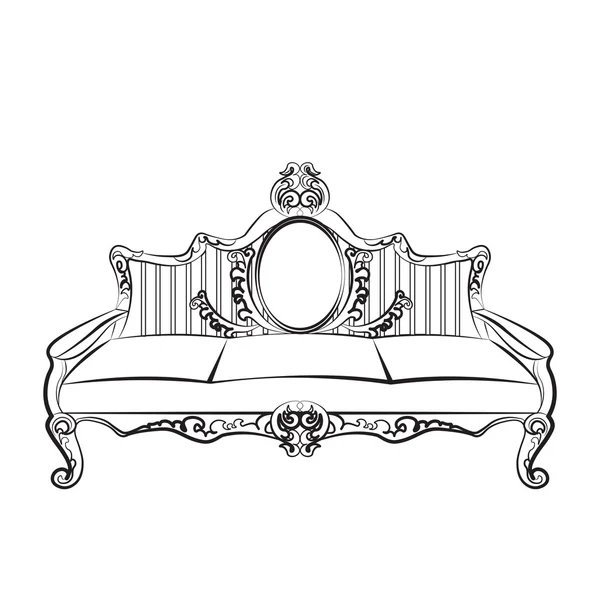 Canapé meuble avec ornement luxueux — Image vectorielle