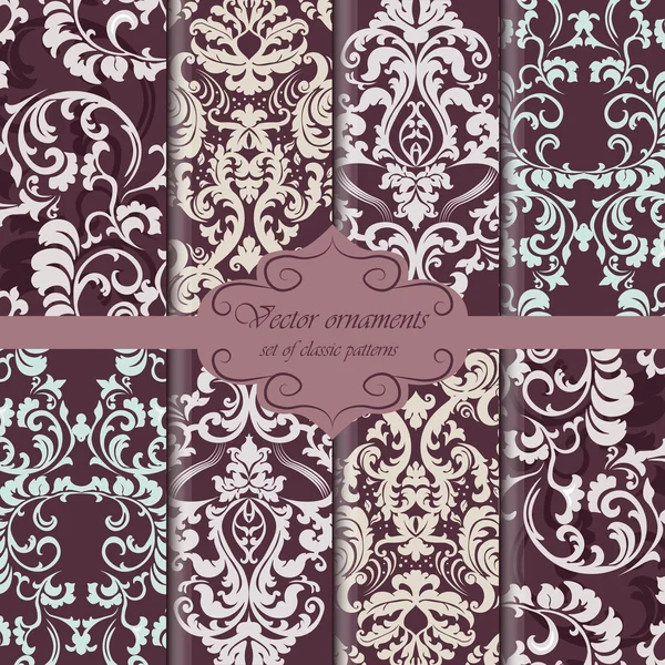 Vintage Floral ornament damask patterns collection — Stock Vector