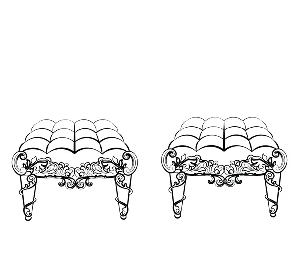 Muebles de la silla en adorno clásico del estilo rococó — Vector de stock