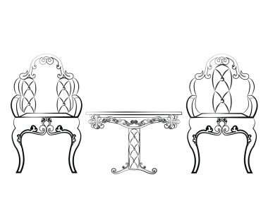 Zarif masa ve sandalyeler mobilya set