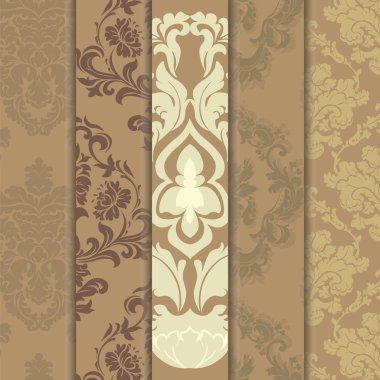 Floral ornament pattern set with stylized centered lilies