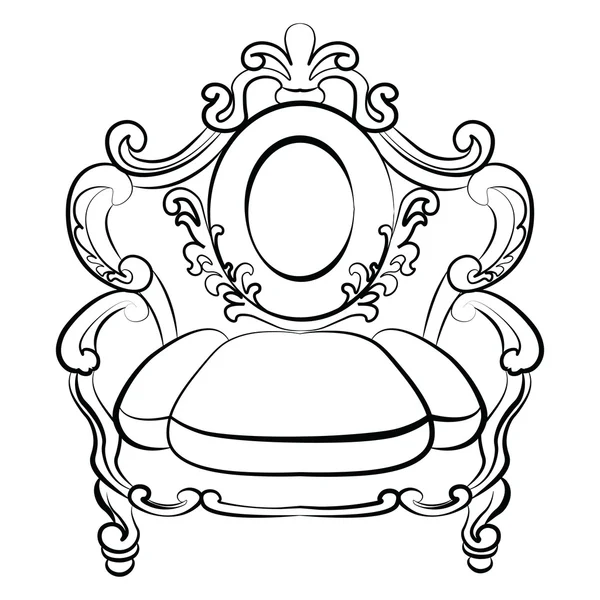 A királyi fotel szett barokk rokokó stílusban — Stock Vector