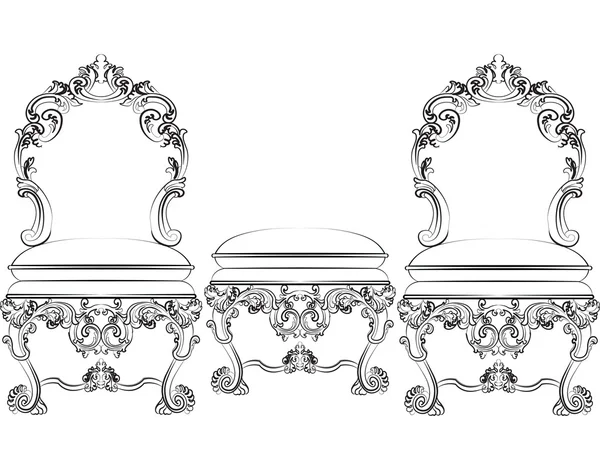 Muebles barrocos estilo rico — Vector de stock