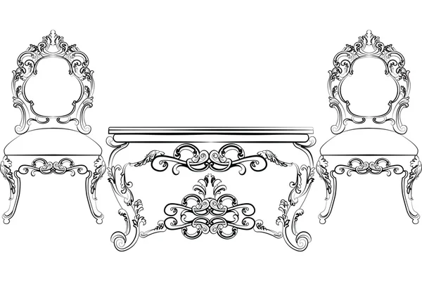 Muebles barrocos de estilo lujoso — Vector de stock